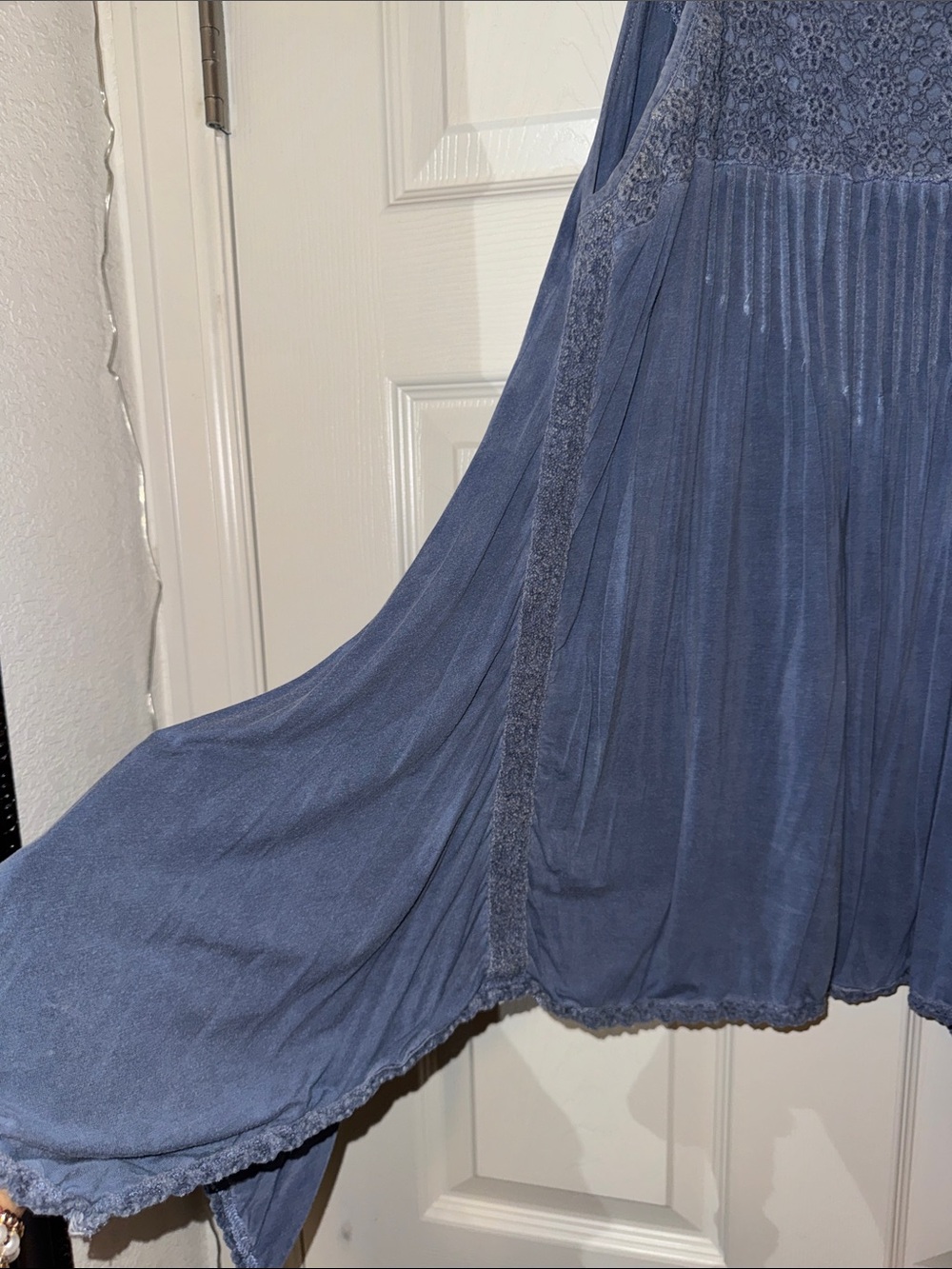 POL Blue Asymmetrical Lace-Trim Top - Picture 3 of 5